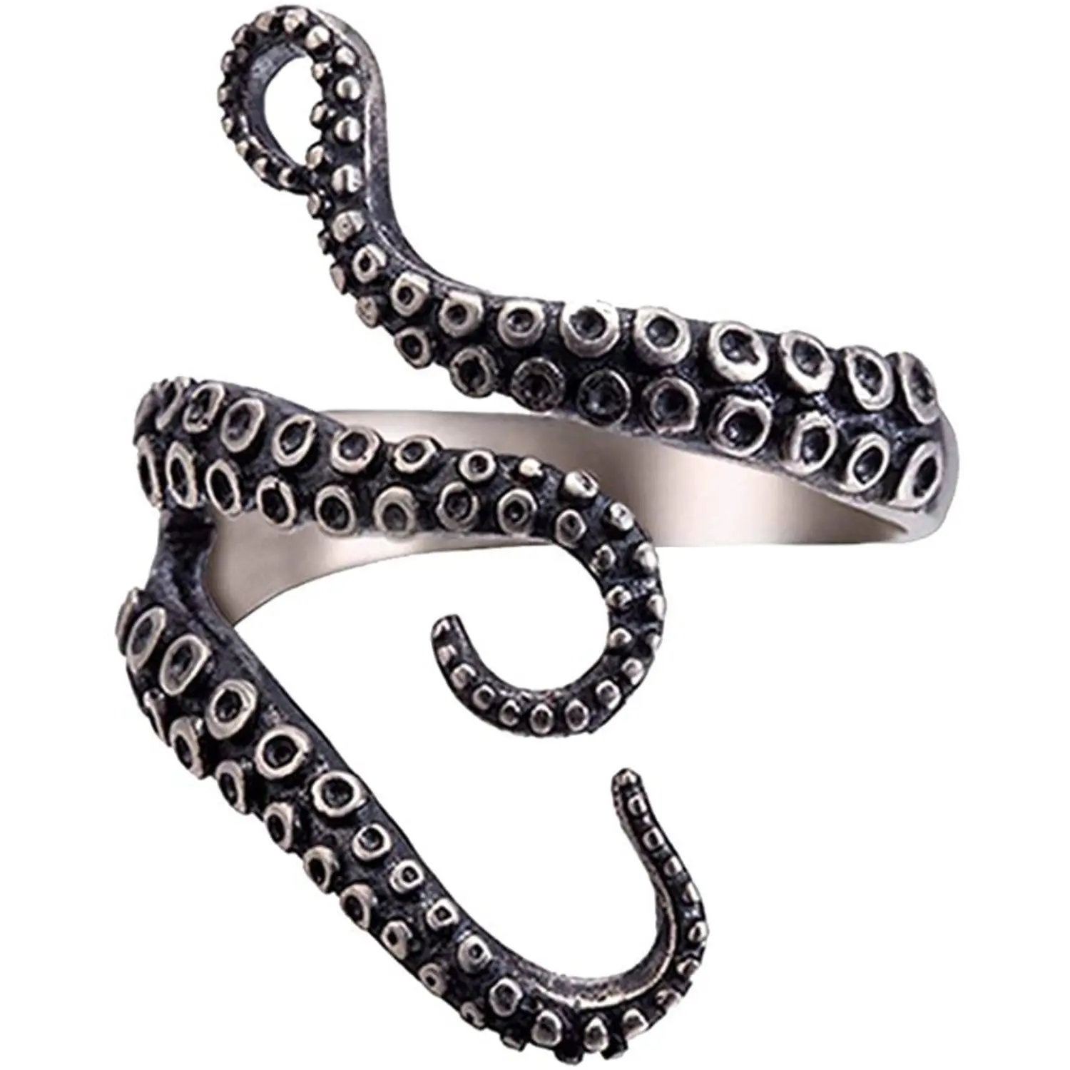 FLORIDECO Vintage Octopus Decor Crochet Tension Ring - Punk Style Ring, Adjustable Band, Unisex Underwater Theme Jewelry for Daily Wear, Adjustable Rings