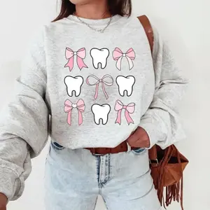 Coquette Dental Sweatshirt, Girly Dental Hygiene Sweater, Dental Assistant Graduation Gift, Dentist Office Teeth Shirt