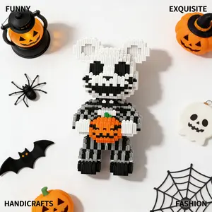 1574pcs Halloween Pumpkin Bear Series Building Blocks Set, Creative DIY Craft Toy, Home Decor, Stress Relief Model, Birthday Gift