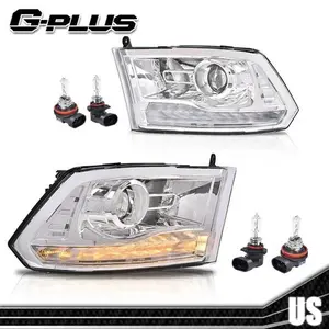 Fit For 2013-2018 Dodge Ram 1500 2500 3500 Chrome LED DRL Projector Headlights New G-PLUS
