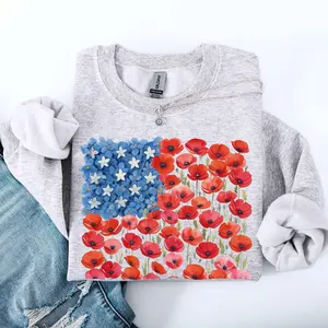 Floral Flag, USA, Patriotic, America, 4th of July Sweatshirt