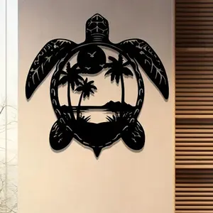 Turtle & Beach Pattern Wall Art, Tropical Metal Wall Decor, Wall Art Decoration, Wall Art Decor for Home Living Room Bedroom Office, Ocean Inspired Design, Ornaments