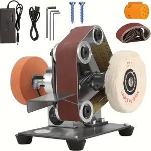 Mini Belt Sander, Electric Small Sander Knife Making Supplies, 7 Adjustable Speed Electric Knife Sharpener, Power Belt Grinder for Woodworking, Metal Working DIY