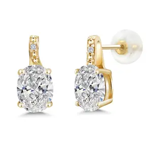Charles Hollander Collection 3 Ct Oval Cut 10K Yellow Gold IGI Certified Lab Grown Diamond Earrings | E-F Color | VS1-VS2 Clarity | Gold Earrings For Women