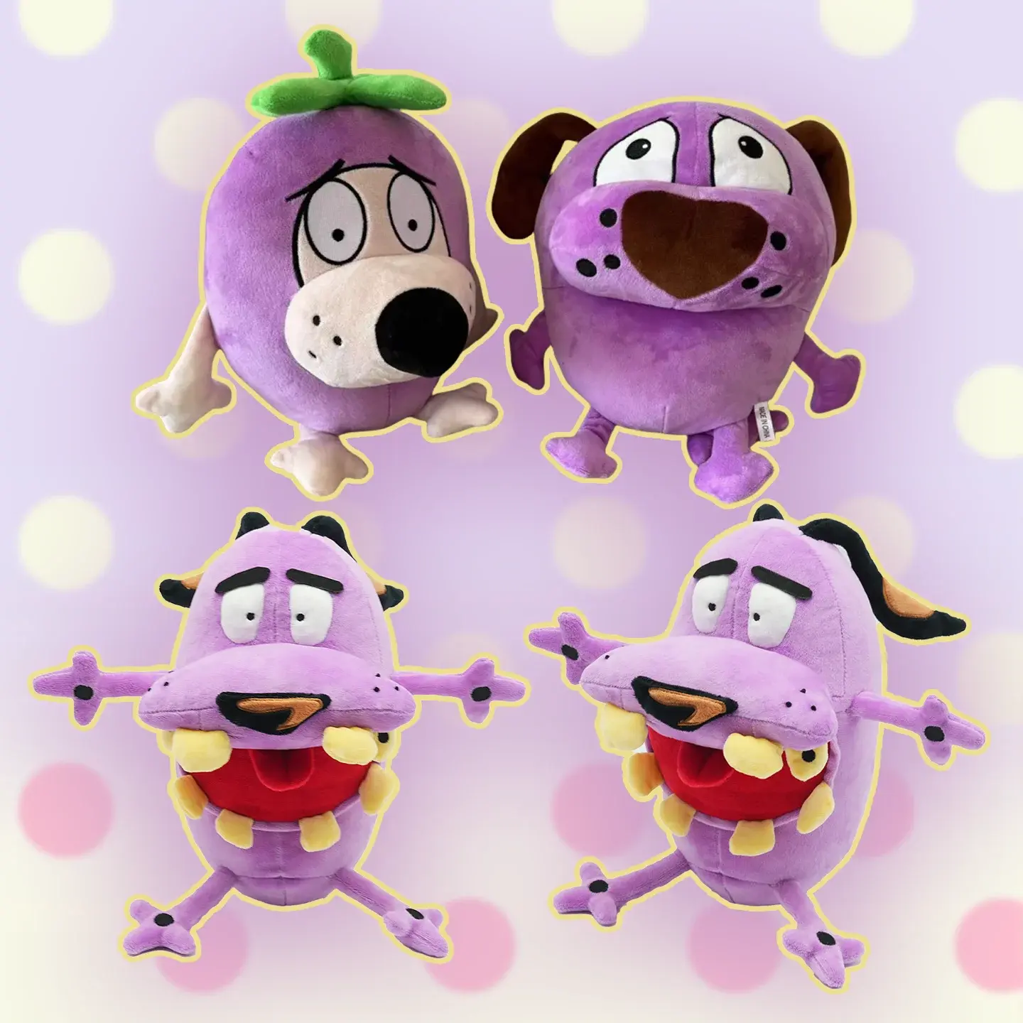 New Courage the Cowardly Dog Plush Toys Funny Purple Dog with Yellow Teeth Stuffed Doll Animal Plushie Room Decor Birthday Gift