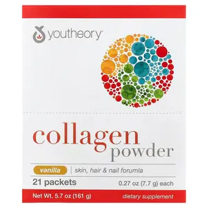Youtheory Collagen Powder, Vanilla, 21 Packets, 0.27 oz (7.7 g) Each
