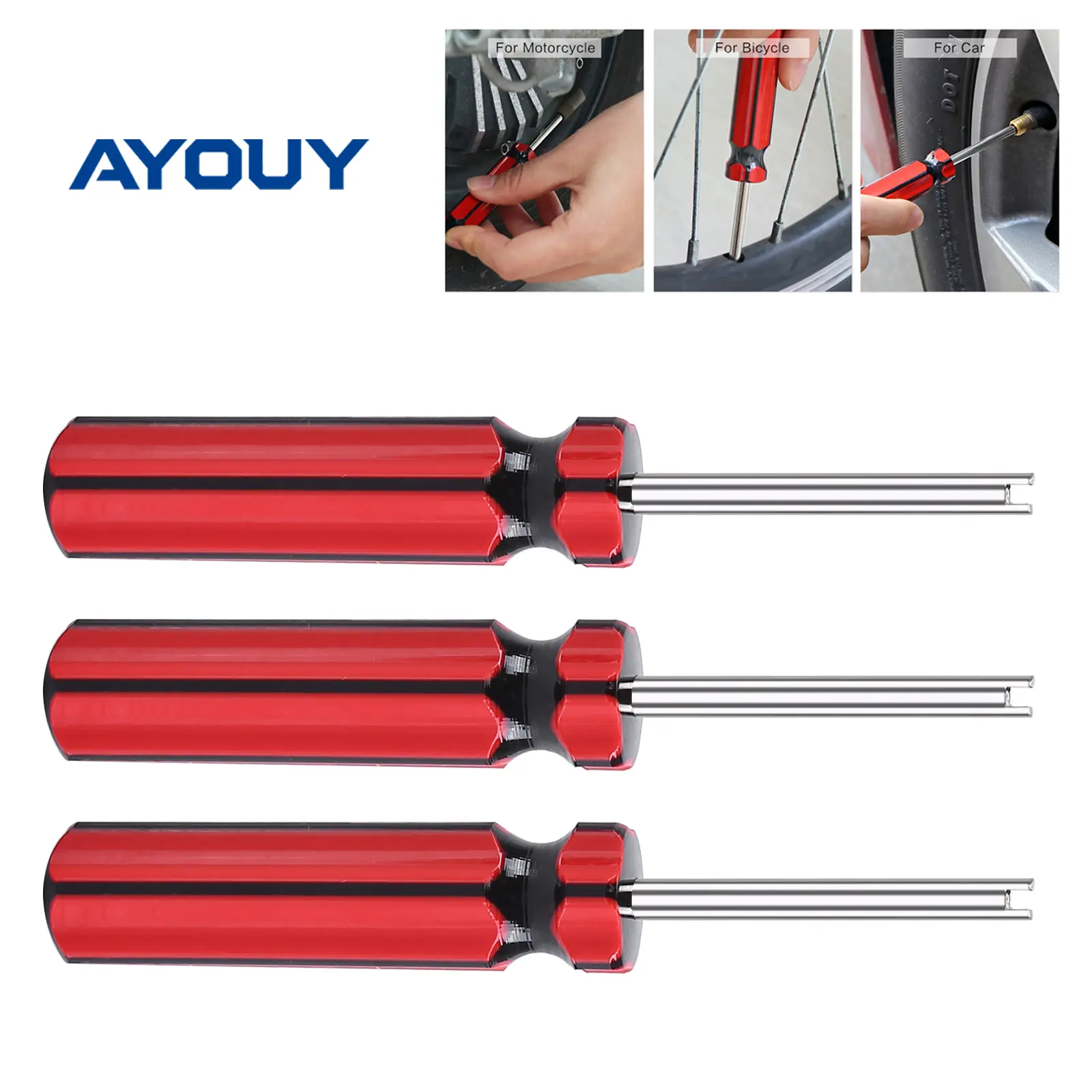 AYOUY 3-Piece Single-Head Valve Stem Core Remover Tool Set - Versatile Chrome Steel & PCB Plastic Compact Hand Tools for Cars, Motorcycle Accessories Valve Installation, Removal Work,toolupgrade