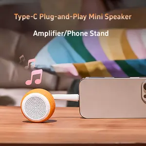 Type-C Portable Mini Speaker Phone Stand Adapter - Mobile Portable Speakers, USB-C Tech Accessory for Smartphones, Hands-Free Calls, Compact Plug-and-Play Laptop Audio Connection