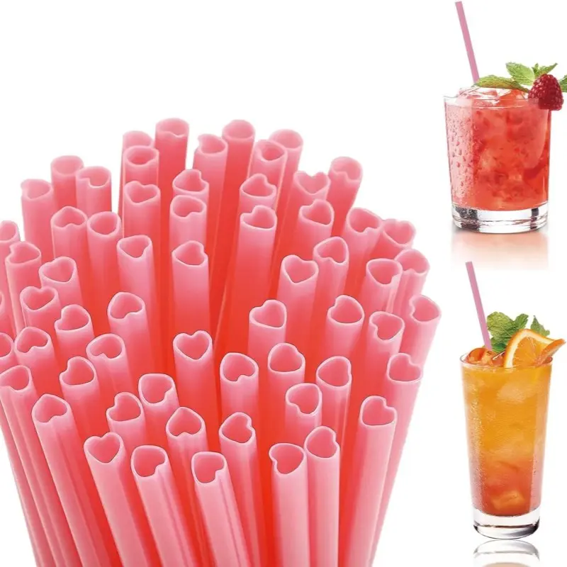 50/100 Heart-Shaped Reusable Plastic Drinking Straws, Home Bar Accessories, Perfect for Valentine's Day, Wedding Party Supplies, Casual Style, No Ca Prop 65