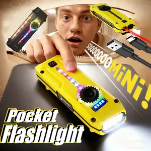 Skywolfeye EDC 03 Rechargeable multi-tool Flashlight with RGB Light, 1000 Lumens Mini Flashlight with Red Laser and Magnetic, IP68 Portable Pocket Clip USB C Flash Light for Camping, Checking, Emergencies, Home