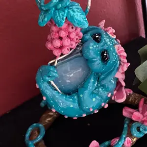 Dragonfly hanging pendant Teal and Pink one of a kind handmade Decor Ornaments Hangable Decoration