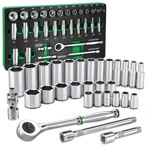 #Summervibes SK 3/8" Drive Socket Set with 160-P Ratchet, SuperKrome Finish, Premium CR-V Construction, with EVA Foam Tool Organizer