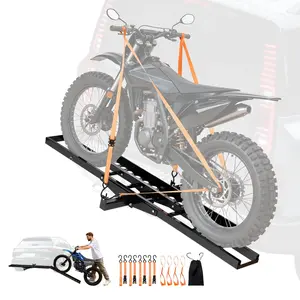 VEVOR Motorcycle Carrier, 500 lbs Capacity, Heavy Duty Steel Hitch Mount Rack with 47in Ramp, Ratchet Straps & Stabilizer, Scooter Dirt Bike Trailer Hauler for Car Truck with 2-Inch Hitch Receiver