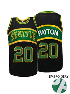 Men's Seattle #20 Embroidered Basketball Jersey, Loose Fit Breathable Knit Fabric, Round Neck Basketball Uniform, Sleeveless Jersey, Unisex Design for Outdoor Sports & Casual Wear