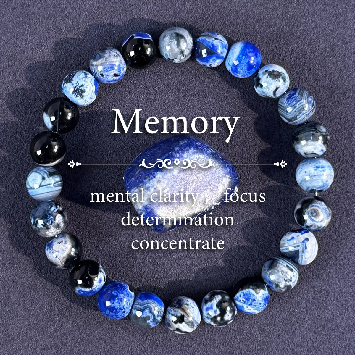 Blue Fire Agate Bracelet - 8mm Natural Relax Beads For Clear Mind, Perfect Gift For Family & Friends