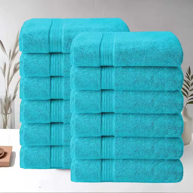 12-Pack Large 27x54 in Absorbent Thickened Cotton Bath Towels, Cloud-Soft, Lightweight, Quick-Dry, Resistant, Household Essential for Bathroom, Spa