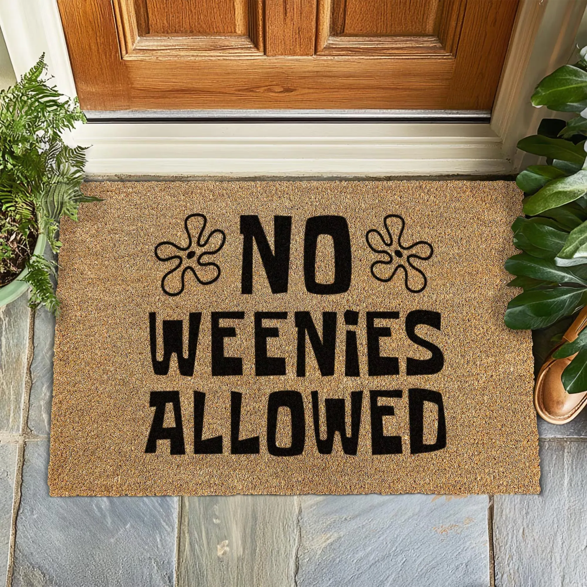 Funny Welcome Door Mat, No weenies allowed Non Slip Entrance Door Mat, Indoor/Outdoor Floor Mat for Living Dining Room Bedroom Kitchen Home Decor