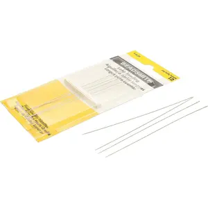Extra Long Beading Needles Size 12, Card of 4 Needles for Loom Weaving Beadwork, Pearl Stringing and Jewelry Making with Seed Beads