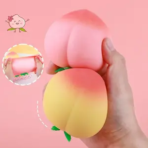 Squishy Stress Balls Peach Squeeze Ball, 1 Pack — Stretchable fruit stress dough ball squeeze fidget sensory toys, slow rebound soft peach squeeze for adults, sensory fidget, anxiety and stress relief, fun desk and home relaxation gift carrot balloon wax