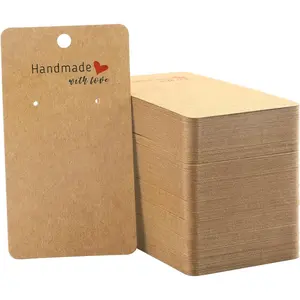 joycraft 200 Pack Kraft Earring Cards, 2"x3.5" Earring Display Holder Cards,Handmade with Love Hanging Tags,Blank Brown Earring Tags for Selling,Hanging Earring,Jewelry,DIY Crafts,Retail