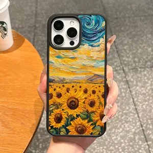 Premium Magnetic Case for iPhone11/12/13/14/15/16/17/promax Sunflower Field Painting MagSafe Ready,Anti-Fall,Ultra-Thin Design|Perfect for Everyday Use