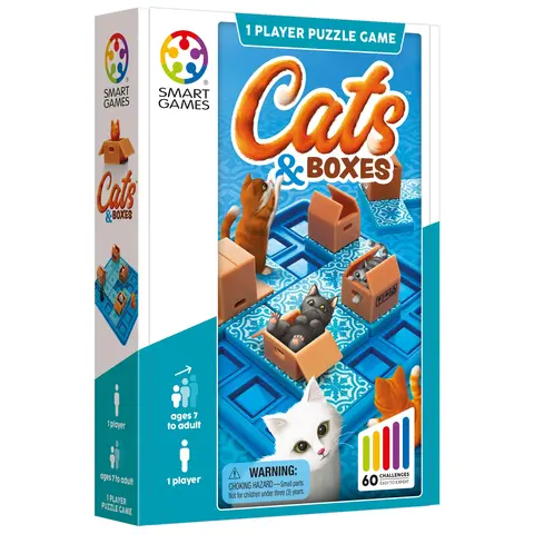 Cats and Boxes Travel Board Game, 60 Challenges, Fun Screen-Free Activity for Ages 7+ Smart Toys and Games