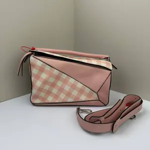 Pre-owned Loewe Calfskin Crossbody Bags Puzzle Medium Top Handle Pink LNL0303