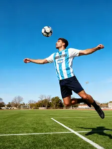Argentina Football Fans Essential Classic Blue Striped T-Shirt, Football Jersey, Argentina Flag Pattern, Perfect for Soccer Matches & Casual Wear