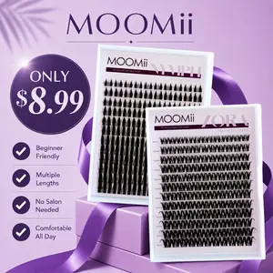 MOOMii D Curl Mixed Length Cluster False Eyelashes, 8-18mm Cosmetic Soft Fluffy DIY Lashes, Lightweight Soft Band, Waterproof Long-Lasting, Beginner-Friendly for Daily Clean Girl & Glam Makeup Looks, Cluster Lashes
