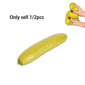 1/2PCS Realistic Pickle Stress Relief Toy, Stretchy Slow Rebound Fidget Toy, Flexible Rubber Anxiety Relief Hand Toy, Funny Food-Shaped Sensory Toy, Unique Party Favor for Adults