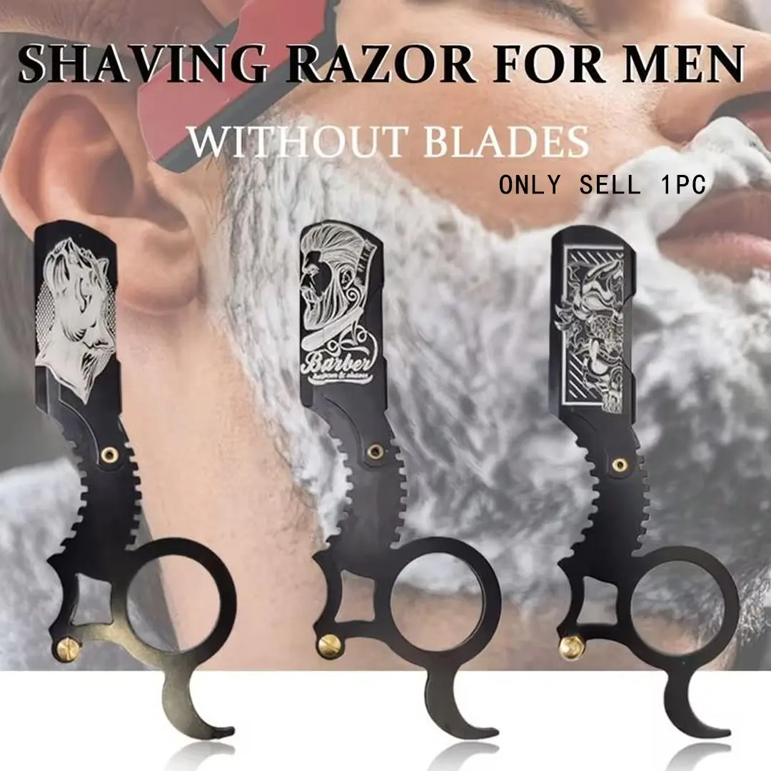 Men'S Straight Edge Barber Razor Stainless Steel, 10pcsBlade, Classic Vintage Design for Manual Shaving, Haircuts, Beard Grooming Tools, And Eyebrow Shaping, Shaving Razors, Shaving Accessories, Beard Shaver