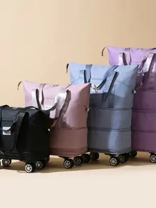 Expandable Luggage Bag with Detachable Wheels, Oxford Fabric Lightweight Large Capacity Travel Backpack for Men and Women, Travel Organizer