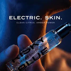 LIKE85 RISKY BLUE – Ambroxan + ISO E Super Skin Scent | Electric Clean Citrus | 15ml Eau de Parfum