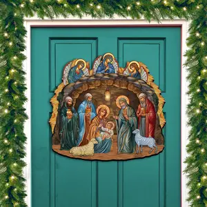 Designocracy 8652762H 24 x 18 in. Orthodox Nativity Scene Holiday Door Decor
