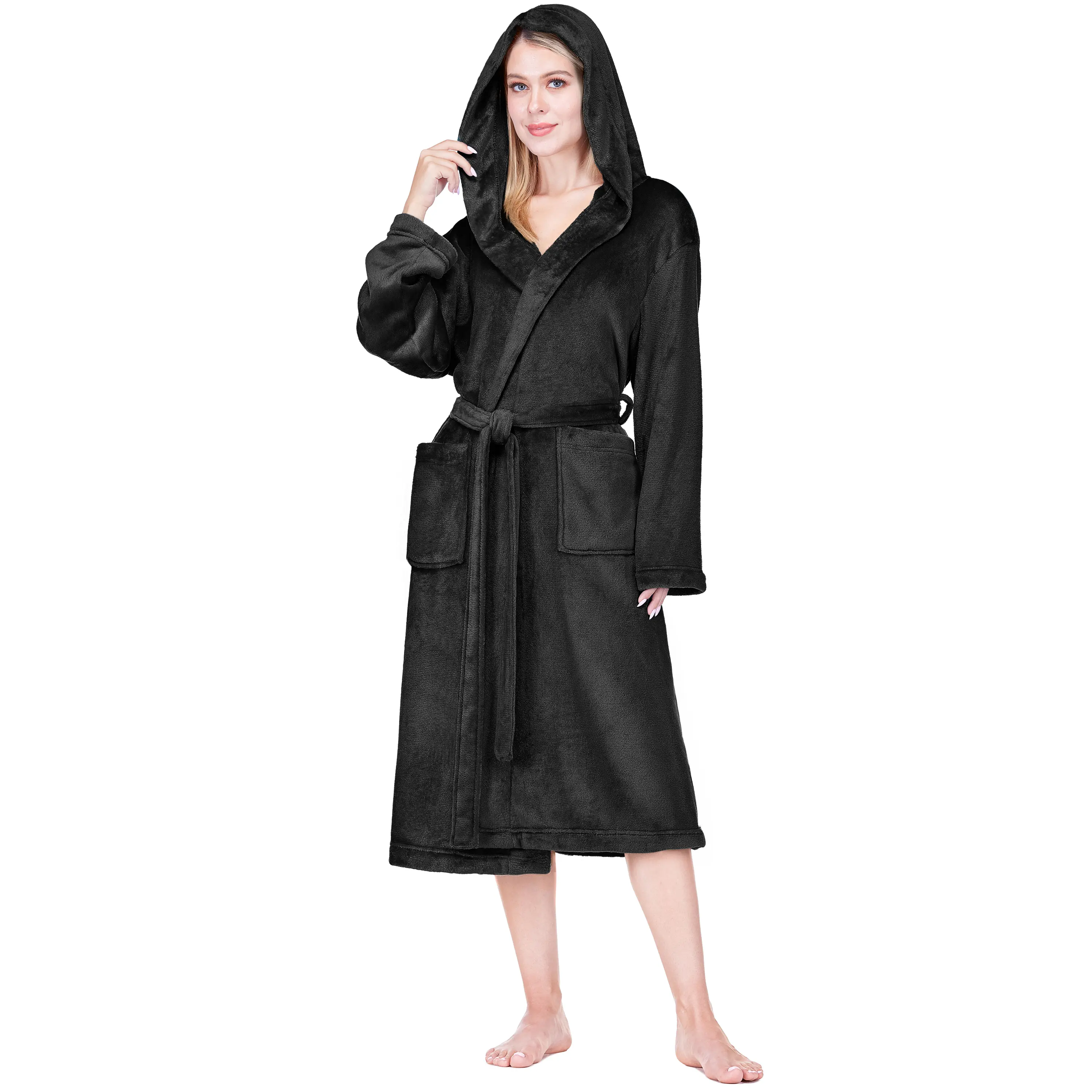 Women's Classic Fleece Robe with Hood Women's Classic Fleece Robe with Hood