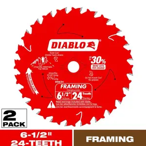 6-1/2in. x 24-Teeth Framing Circular Saw Blade for Wood (2-Pack)
