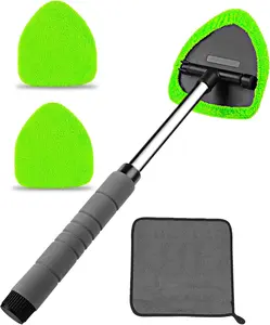 Auto Window Cleaning Tool - Retractable Windshield Cleaner Wand, Microfiber Mirror Cleaning Tool Kit for Car Interior Cleaning