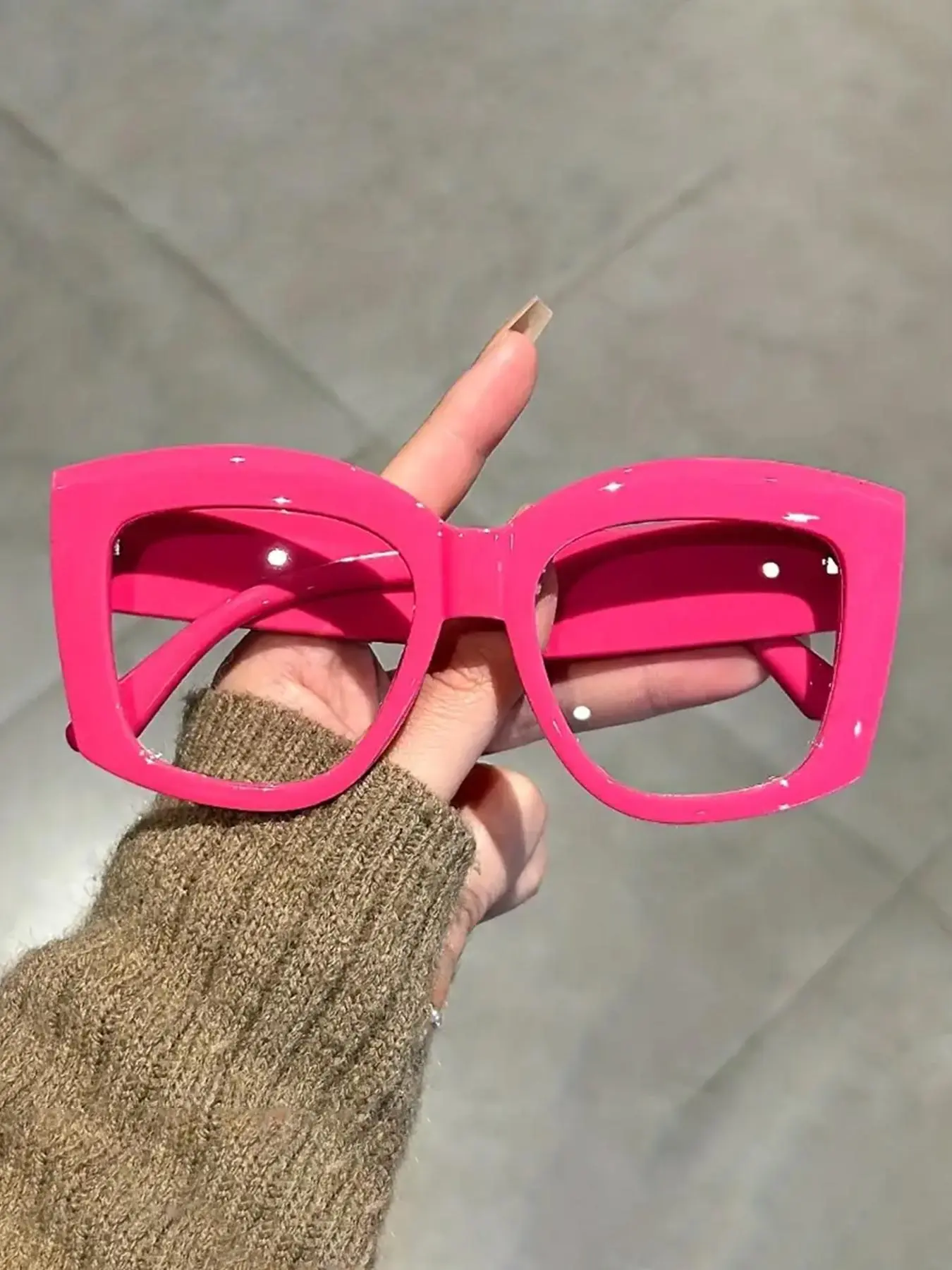 Unisex Plain Color Large Frame Eyeglasses, Modern Butterfly Frame Eyeglasses for Work, Disco and Daily Wear, Casual Stylish Glasses for Students