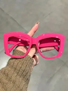 Unisex Trendy Plain Color Large Frame Eyeglasses, Fashion Modern Butterfly Frame Eyeglasses for Work, Daily Clothing Decor, Perfect for Student Daily Use, Fashionable Disco Glasses, Trendy Casual Eyeglasses, Fashionable Frames Glasses