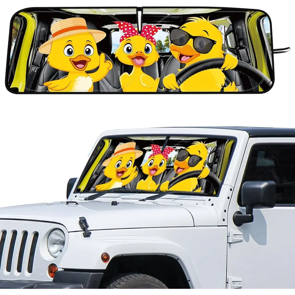 Windshield Sun Shade For Jeep Jk,Jku,Jl,Jlu 1977-2023 and Gladiator Jt 2020-2023 Foldable Windshield Sunvisor Blocks UV Rays (16.5" x 52.5"), Eagle, 240T Polyester Material, Car Interior, Durability