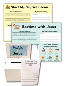Christian Morning Routine Worksheets + Prayer Box for Kids | Faith Habit Kit & Letters to Jesus Mailbox | Homeschool Routine Bundle