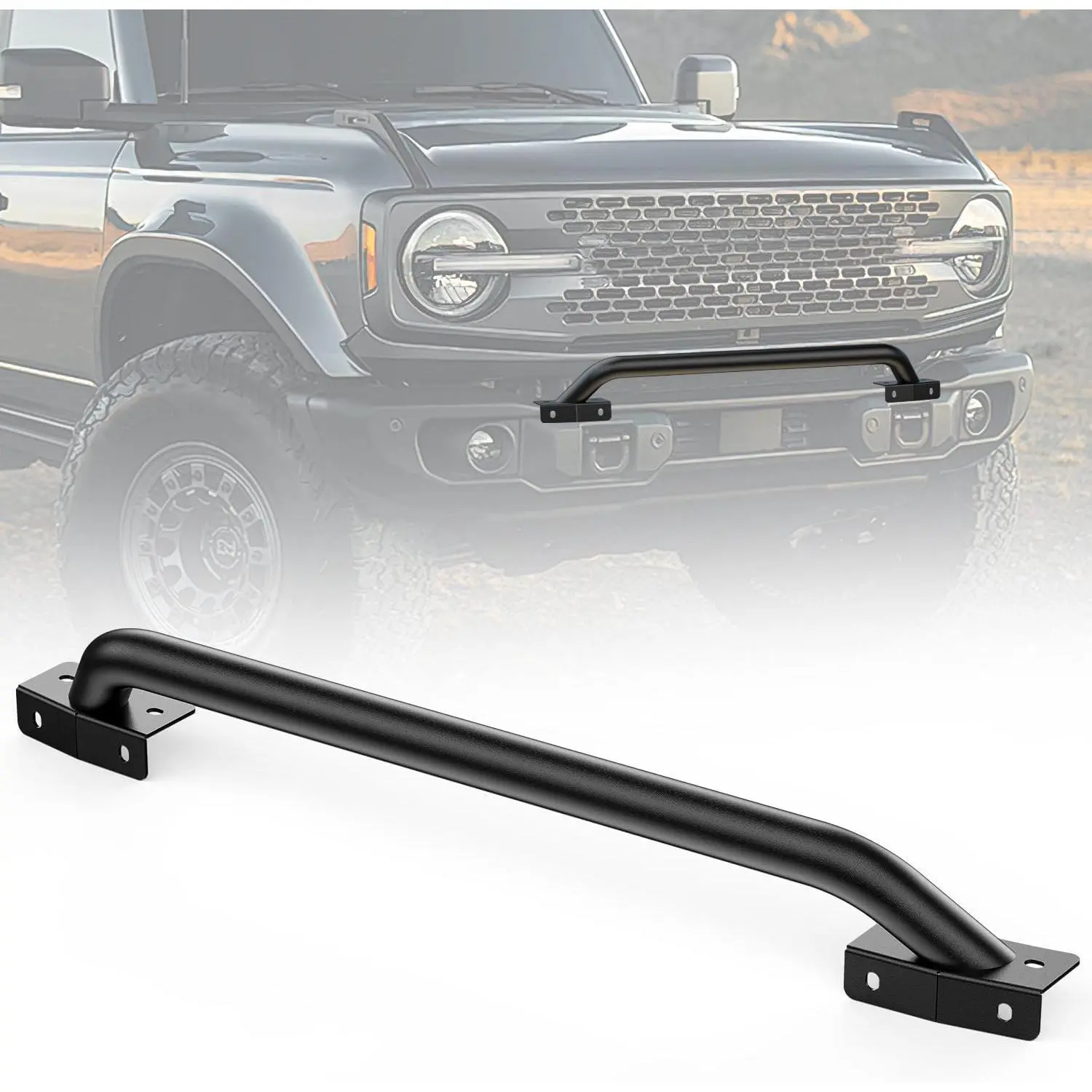 Nilight Tubular Grille Guard - Heavy-Duty Steel Front Protection Bumper Protector with Bolt-On Skid Plate, Light Mount for 2021-2025 Ford Bronco (Not for Bronco Sport) Off-Road Accessory, Matte Black, Tubular Bar, Bronco 2021-2025