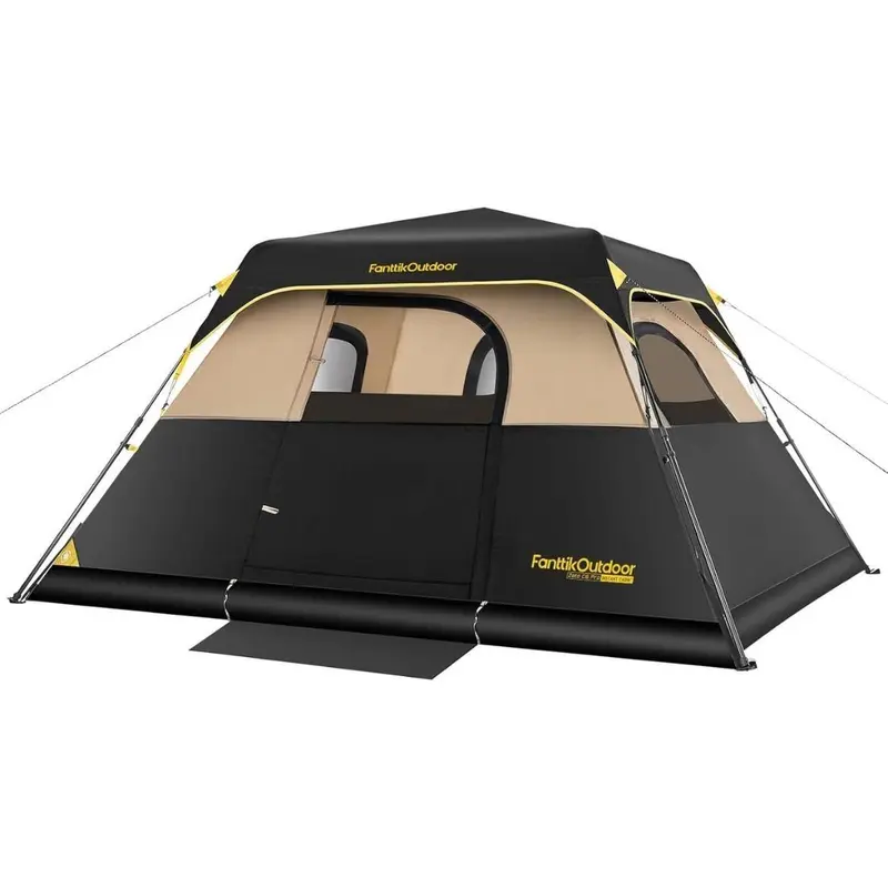 Fanttikoutdoor Zeta C6 Pro/Alpha C4 Ultra Instant Cabin Tent - 3-4/6-Person, 60-Seconds Set Up, 14.5 lbs, Spacious Interior, Water-Resistant, Windproof, Rainfly, Carry Bag, Queen Mattress Fit, 12-Month Coverage, Family Camping/Hiking Tent