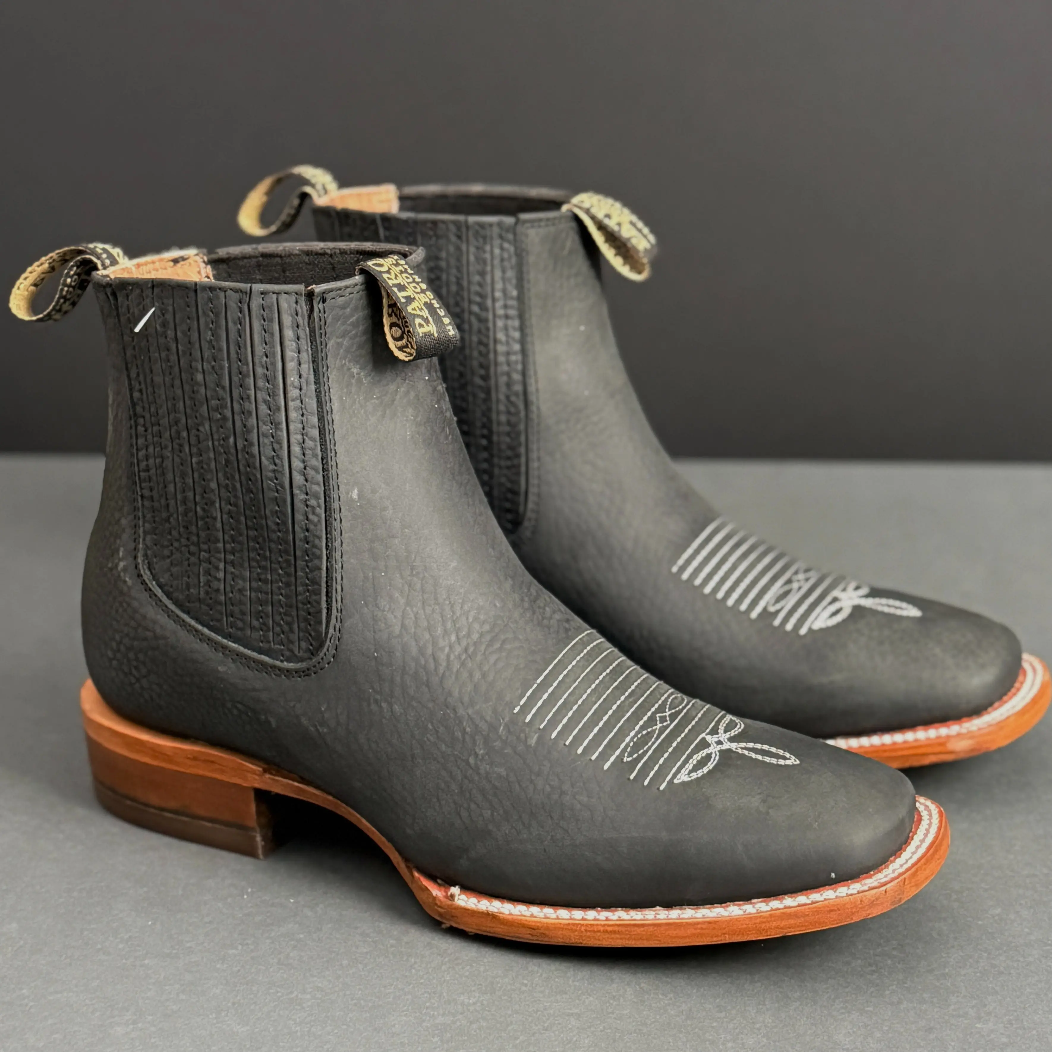 100 Botin Rhino Negro Square Toe Western Style Ankle Boot Mens Hecho En Mexico