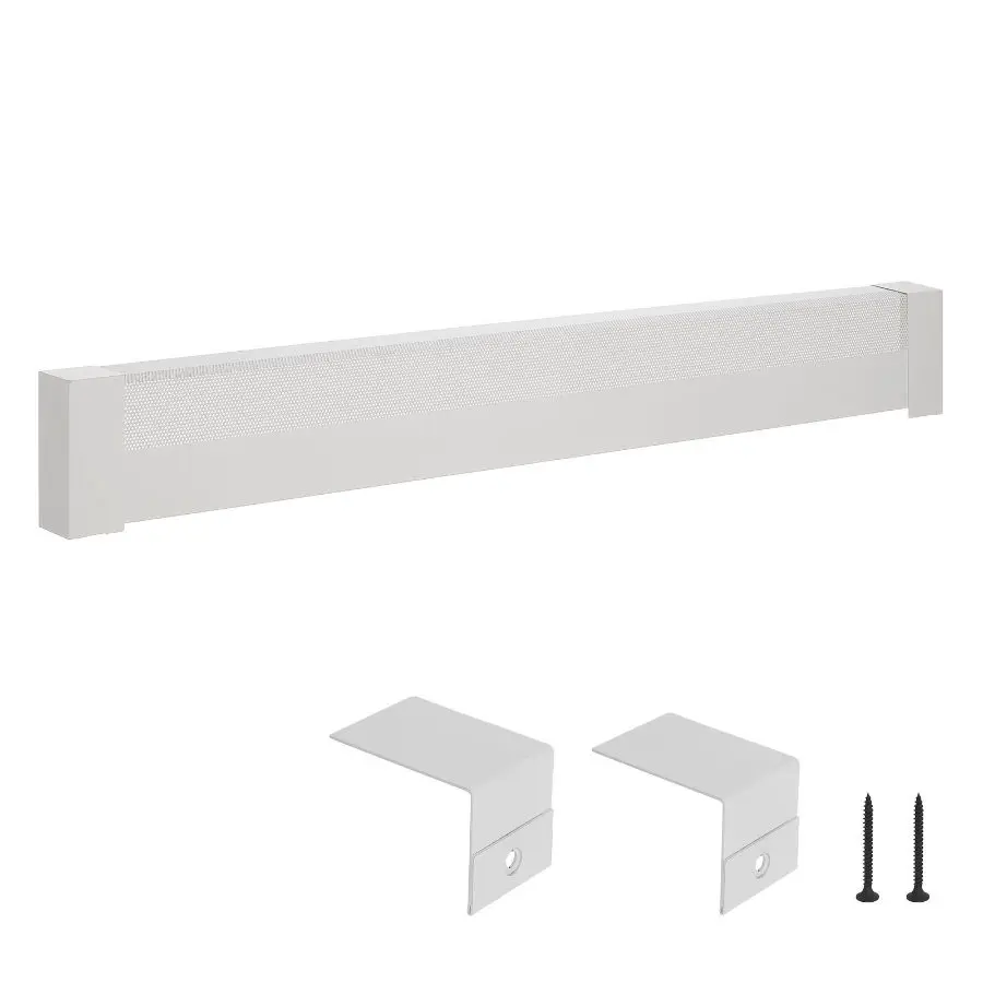 fathersdaygift VEVOR Baseboard Heater Covers, Basic Series 5 ft Standard Electric Heating Unit Front Cover for Home Improvement, Heavy-duty Steel, Easy Installation for Bedroom Replacing Old Cover, White