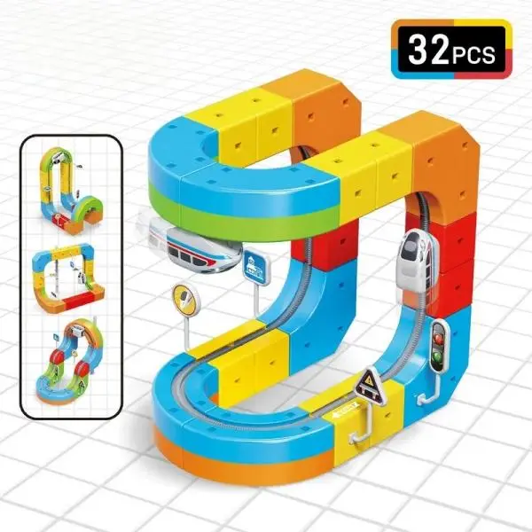 Klickrail Electric Model Train Set - Flexible Bendable Track, Gravity-Defying 3D Embedded Layouts, Motorized Car, STEM Construction Toy for Boys, Boy Gifts