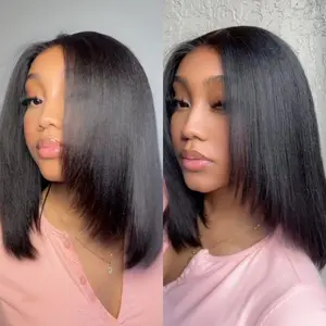 UNice Glueless Yaki Straight Short Bob Wig with Drawstring Pre-cut 7x5 HD Lace Human Hair Wigs with Bleached Knots Beginner Friendly Natural Hairline #TikTokShopStockUp #SummerVibes