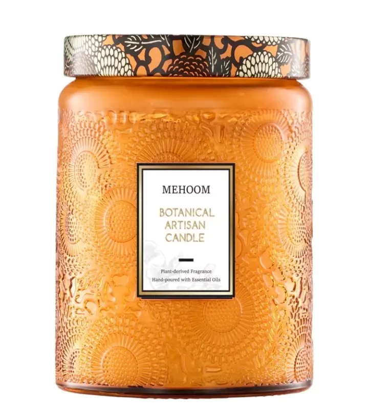 MEHOOM Cedarwood & Amber Wood Wick Scented Candle, 20oz Large Beeswax & Soy Blend, Clean Burning 100-Hour Candle, Cozy Gift for Home Decor