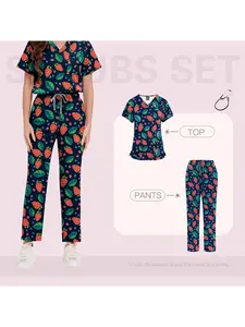 Printed Hand Washing Set Thin Comfortable Breathable Doctor Nurse Cartoon Printed Work Uniform Nurse Uniform Scrub Top Clothing