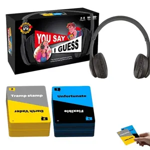 You Say I Guess Party Game, Family Board Game, Tabletop Games with Bluetooth-compatible Headphones, Adult Lip-Reading Fun Without Censorship, Includes 100 Funny Phrase Cards for Family Entertainment